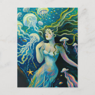 Vintag Mermaid Wall Decke Mermaids Sea Nymph Postkarte