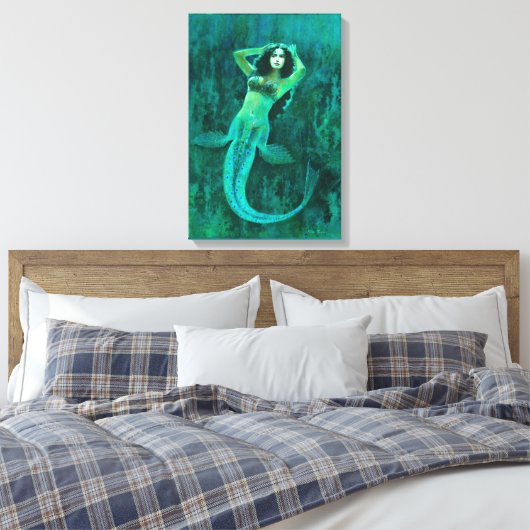 Vintag Mermaid Wrapped Cavas Leinwanddruck (Insitu (Schlafzimmer))