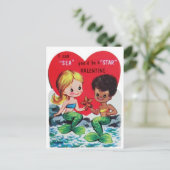 Vintag Mermaids Valentine Postkarte (Stehend Vorderseite)