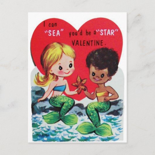Vintag Mermaids Valentine Postkarte (Vorderseite)