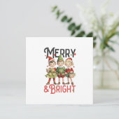 Vintag Merry & Bright Frohe Weihnachten (Stehend Vorderseite)