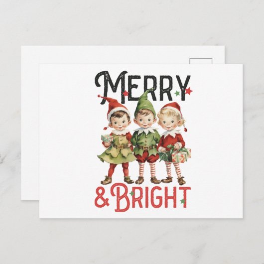 Vintag Merry & Bright Frohe Weihnachten (Vorne/Hinten)