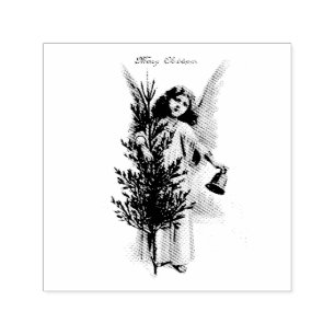 Vintag MERRY CHRISTMAS ANGEL RUBBER BRIEFMARKE Permastempel