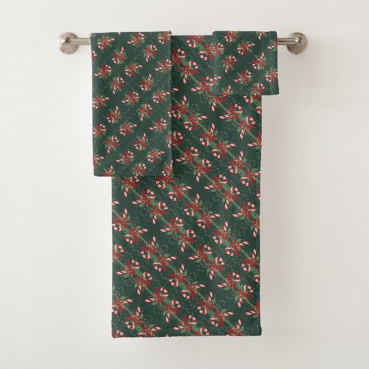 Vintag Merry Christmas Candy Cane Badhandtuch Set (Insitu)