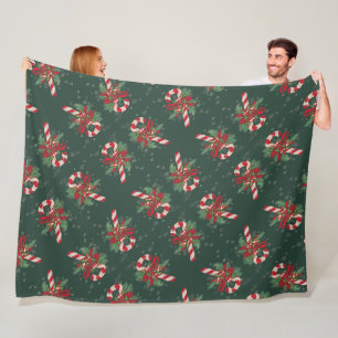 Vintag Merry Christmas Candy Cane Fleecedecke