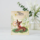 Vintag Merry Christmas Star Rudolph Feiertagspostkarte (Stehend Vorderseite)