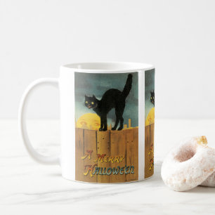 Vintag Merry Halloween Cat von Ellen Clapsaddle Kaffeetasse
