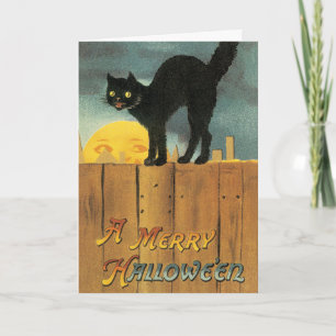 Vintag Merry Halloween Cat von Ellen Clapsaddle Karte