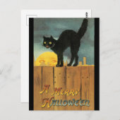 Vintag Merry Halloween Cat von Ellen Clapsaddle Postkarte (Vorne/Hinten)