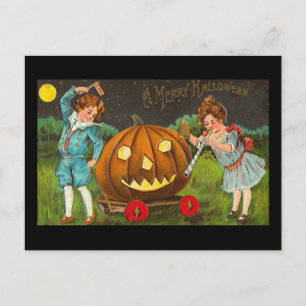 Vintag Merry Halloween Postcard Postkarte