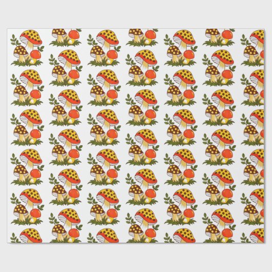 Vintag Merry Mushroom Geschenkpapier (Flach)