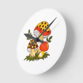 Vintag Merry Mushroom Runde Wanduhr (Winkel)