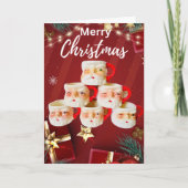 Vintag Merry Santa Tasse Weihnachtskarte Karte (Vorderseite)