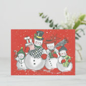 Vintag Merry Snowman Family Custom Weihnachten (Stehend Vorderseite)