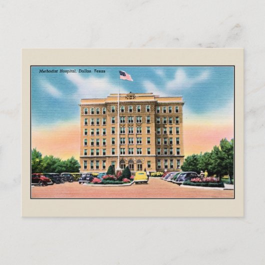 Vintag Methodist Hospital, Dallas TX Postkarte (Vorderseite)