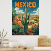 Vintag Mexico Cactus Travel Poster (Küche)
