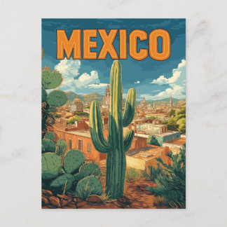 Vintag Mexico Cactus Travel Postkarte