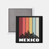 Vintag Mexico CDMX City Retro Sunset Magnet (Vorderseite/Rückseite)