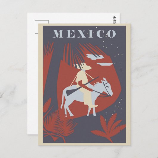 Vintag Mexico Palm Tree Travel Postkarte (Vorne/Hinten)