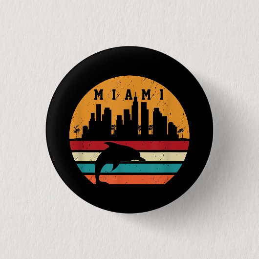 Vintag Miami 80er Dolphin Silhouette Souvenir Dolp Button (Vorderseite)