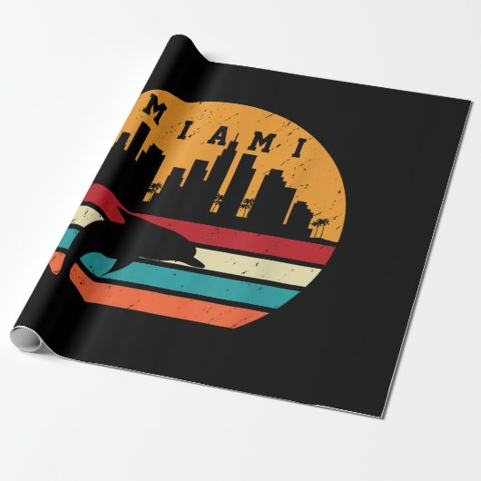 Vintag Miami 80er Dolphin Silhouette Souvenir Dolp Geschenkpapier (Ungerollt)