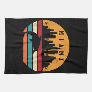 Vintag Miami 80er Dolphin Silhouette Souvenir Dolp Geschirrtuch