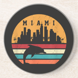 Vintag Miami 80er Dolphin Silhouette Souvenir Dolp Getränkeuntersetzer