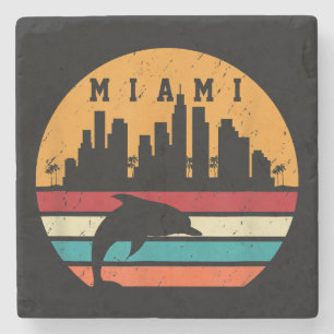 Vintag Miami 80er Dolphin Silhouette Souvenir Dolp Steinuntersetzer