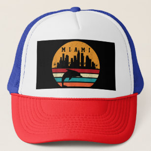 Vintag Miami 80er Dolphin Silhouette Souvenir Dolp Truckerkappe