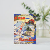 Vintag Miami Beach Florida Postkarte (Stehend Vorderseite)