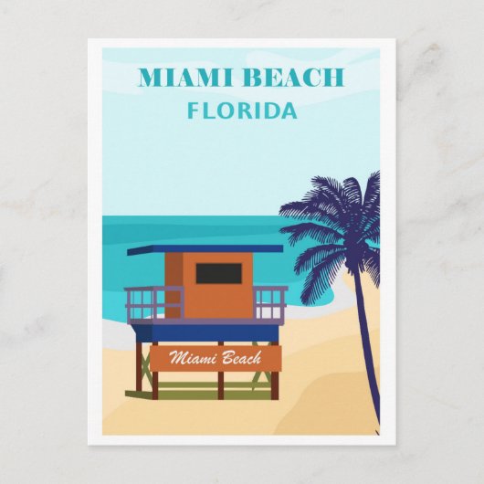 Vintag Miami Beach Florida Postkarte (Vorderseite)