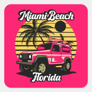 Vintag Miami Beach Florida Quadratischer Aufkleber