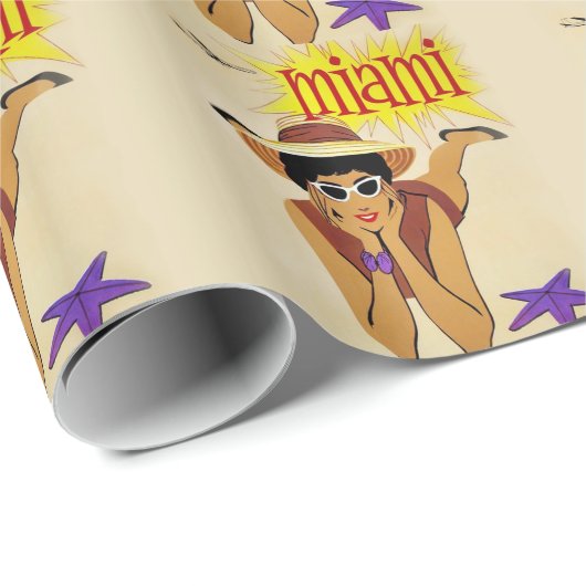 Vintag Miami Beach Geschenkpapier (Rolleneckpunkt)