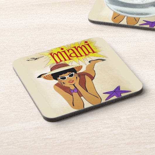 Vintag Miami Beach Getränkeuntersetzer (Linke Seite)