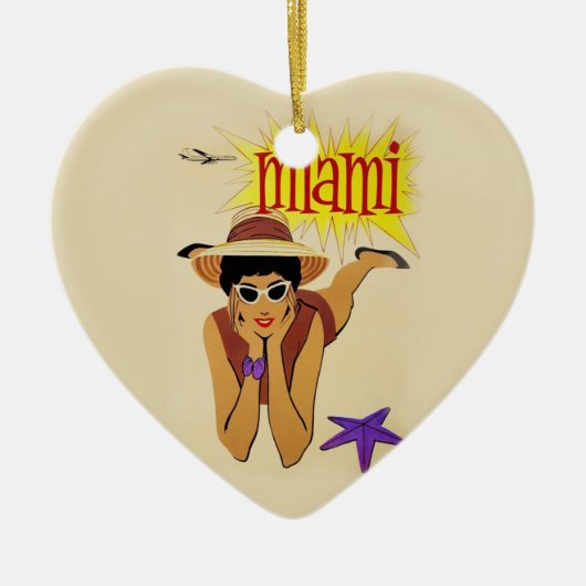 Vintag Miami Beach Keramik Ornament (Vorne)