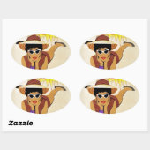 Vintag Miami Beach Ovaler Aufkleber (Blatt)