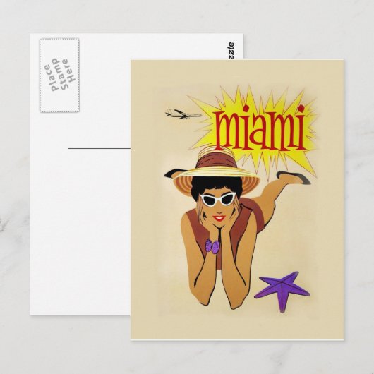 Vintag Miami Beach Postkarte (Vorne/Hinten)