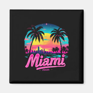 Vintag Miami Beach - Retro 305 Florida Sunset Gra Magnet