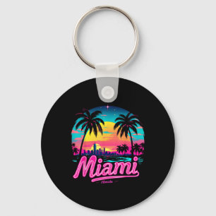 Vintag Miami Beach - Retro 305 Florida Sunset Gra Schlüsselanhänger