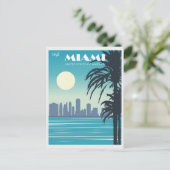 Vintag Miami Florida City Skyline Travel Postkarte (Stehend Vorderseite)