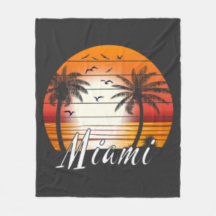 Vintag Miami Florida Palm Trees Summer Beach Fleecedecke