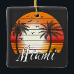 Vintag Miami Florida Palm Trees Summer Beach Keramikornament<br><div class="desc">Phantastisches Vintages Miami Design für Strandliebhaber im Sommer.</div>
