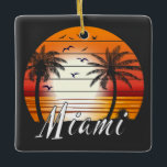 Vintag Miami Florida Palm Trees Summer Beach Keramikornament<br><div class="desc">Phantastisches Vintages Miami Design für Strandliebhaber im Sommer.</div>