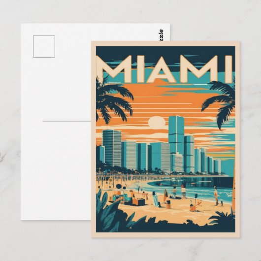 Vintag Miami Florida Postkarte (Vorne/Hinten)