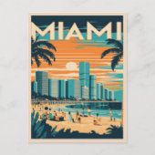 Vintag Miami Florida Postkarte (Vorderseite)