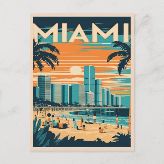 Vintag Miami Florida Postkarte (Vorderseite)