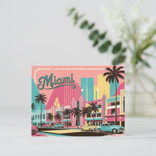 Vintag Miami, Florida Postkarte (Stehend Vorderseite)