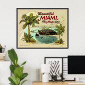 Vintag Miami, Florida, USA - Poster (Heimbüro)