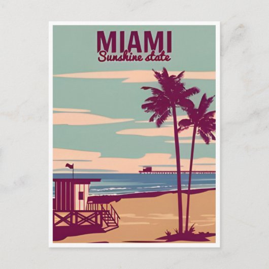 Vintag Miami Florida USA Postkarte (Vorderseite)