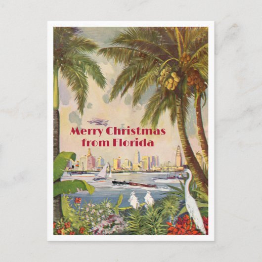 Vintag Miami Frohe Weihnachten aus Florida Postkarte (Vorderseite)